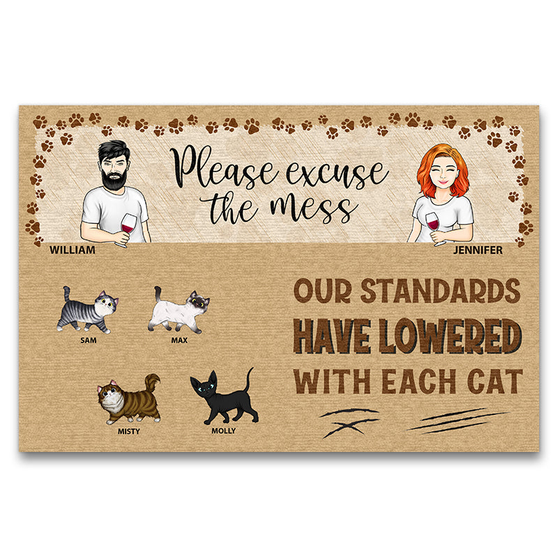 Our Standards Have Lowered With Each Cat Husband Wife Couple Gift Custom Doormat