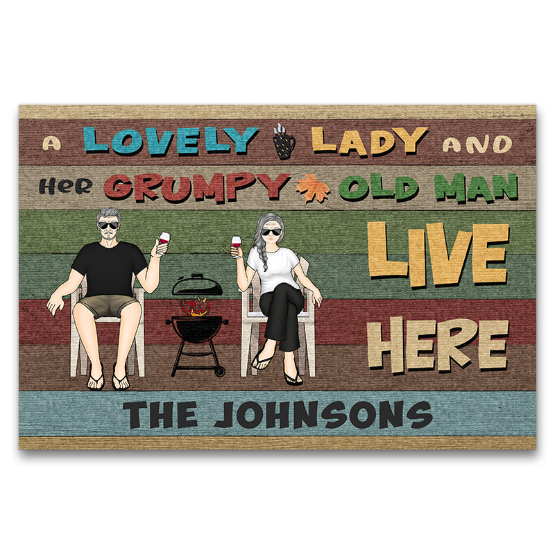 Lovely Lady Grump Old Man Gift For Couples Custom Doormat