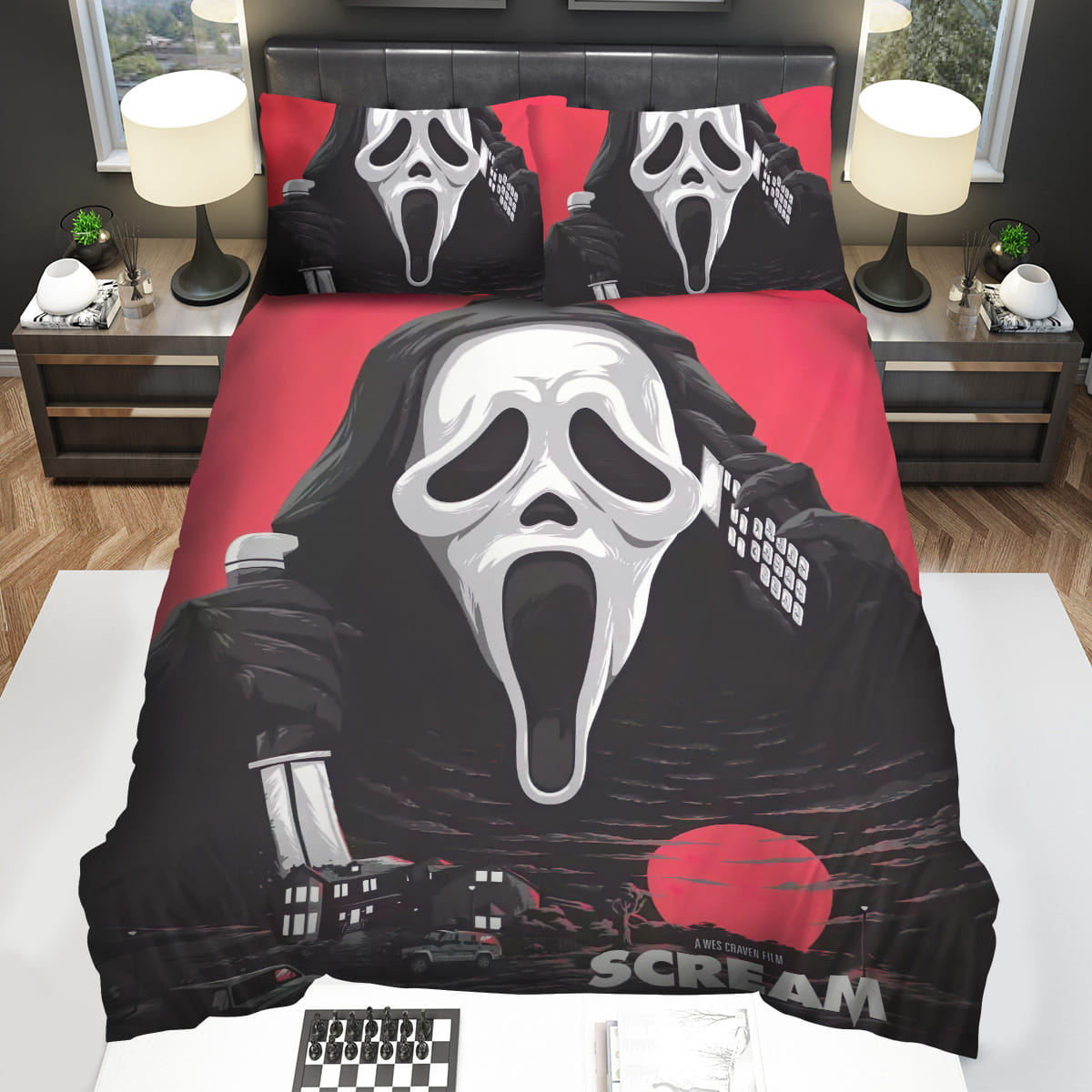 Ghostface Art Painting In Scream Movie Posters Decorative Bedding Sets with Duvet Cover Flatsheet Pillowcase