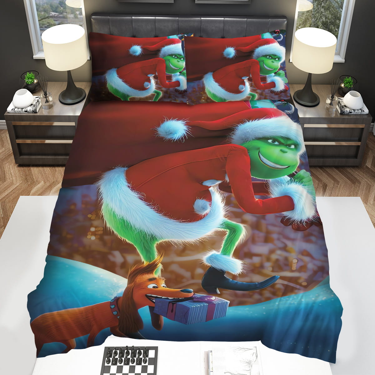 Grinch Stealing Christmas Gifts Bedding Sets Duvet Cover Flatsheet Pillowcase