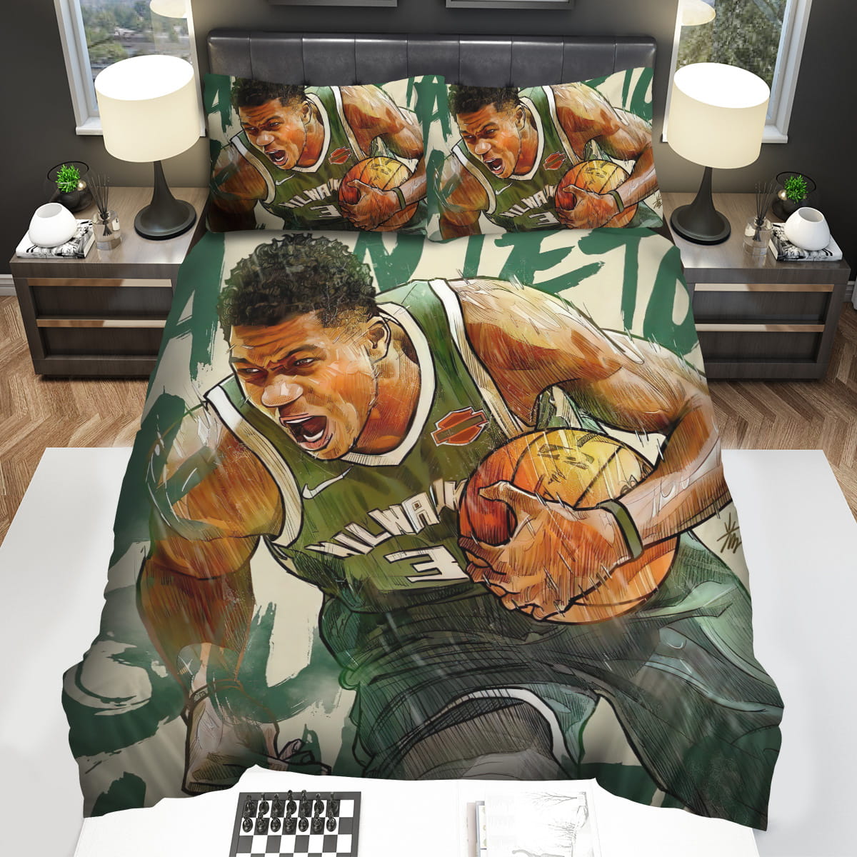 Giannis Antetokounmpo Epic Painting Milwaukee Bucks Decorative Bedding Sets For Fan