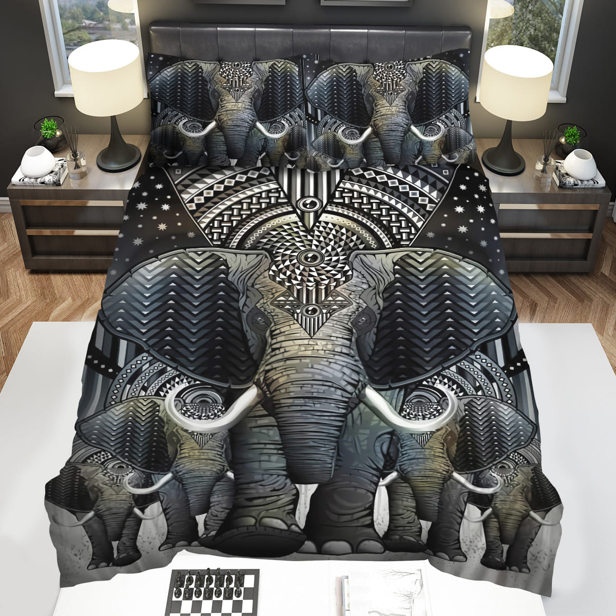 Giant Elephant Familys Decorative Bedding Sets with Duvet Cover Flatsheet Pillowcase