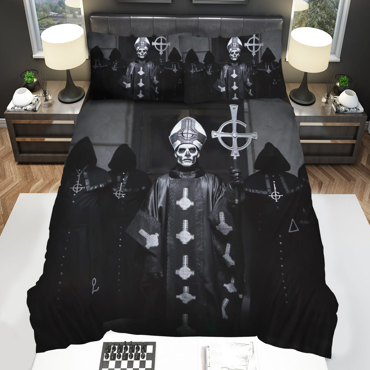 Ghost Band Music In Black And White Photo Bedding Sets Gift For Christmas Thanksgiving Halloween