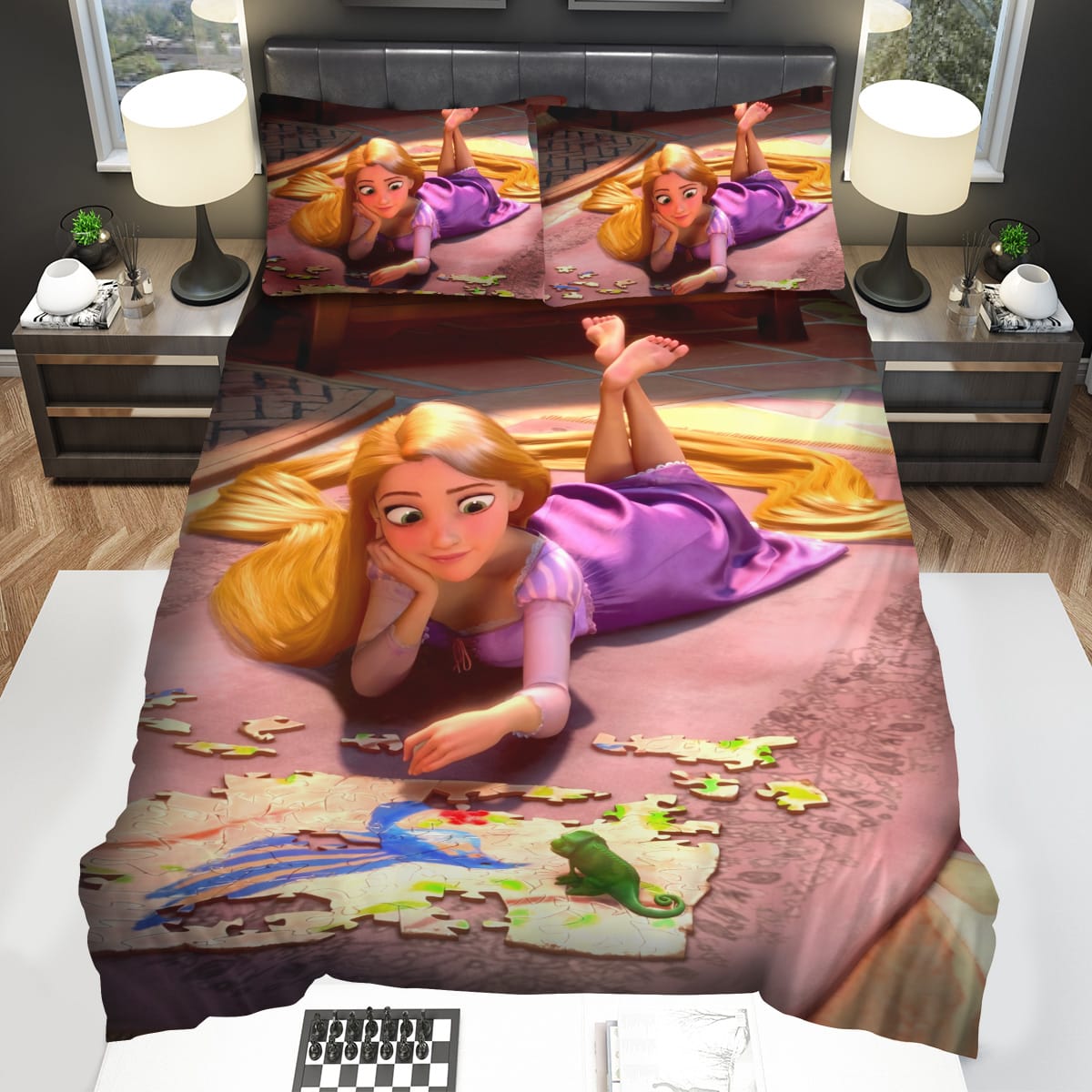 Disney Princess Rapunzel And Jigsaw Puzzle Bedding Sets Gift For Christmas Thanksgiving Halloween