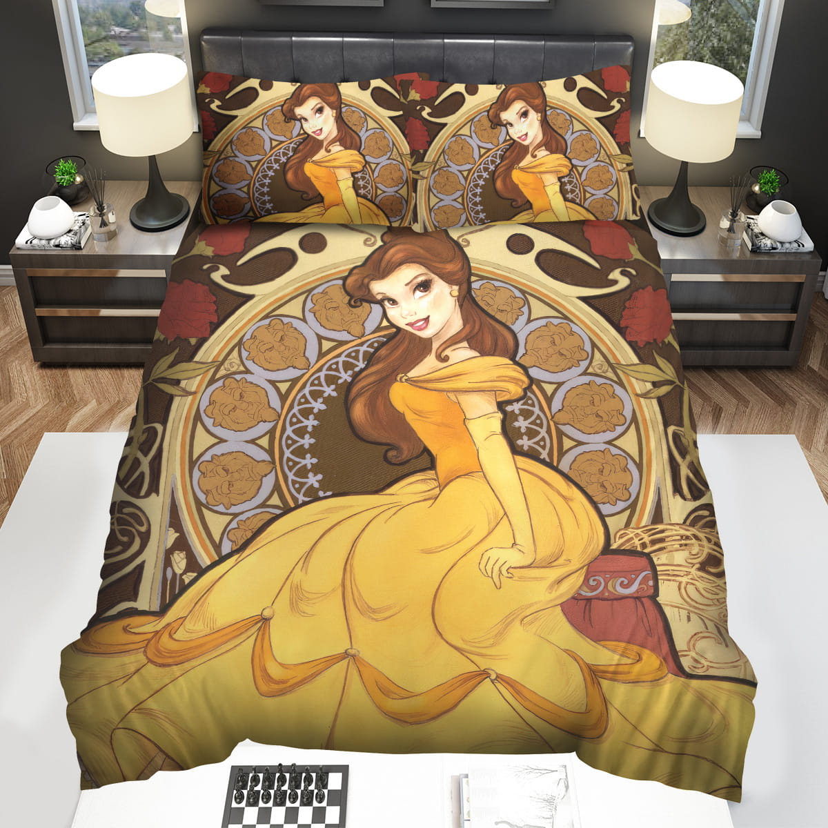 Disney Princess Belle Drawing Decorative Bedding Sets with Duvet Cover Flatsheet Pillowcase