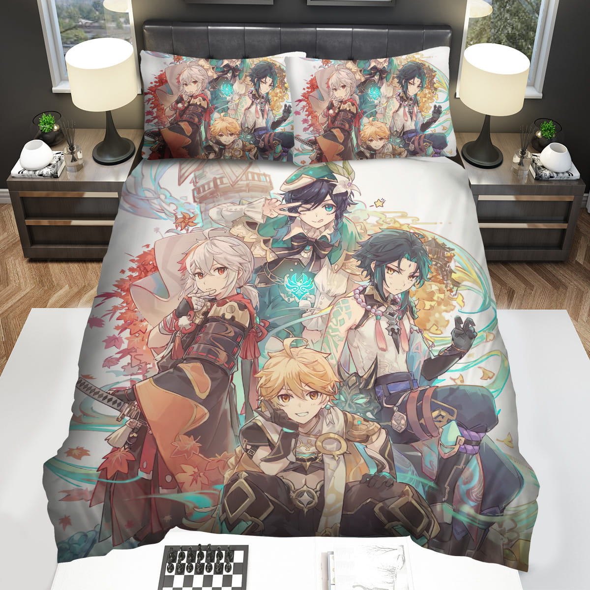 Genshin Impact Venti Aether Xiao And Kaedehara Kazuha Arts Decorative Bedding Sets with Duvet Cover Flatsheet Pillowcase