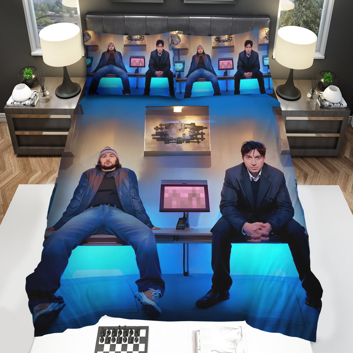Deep Dish Posting Of The Band With Blue Background Decorative Bedding Sets with Duvet Cover Flatsheet Pillowcase