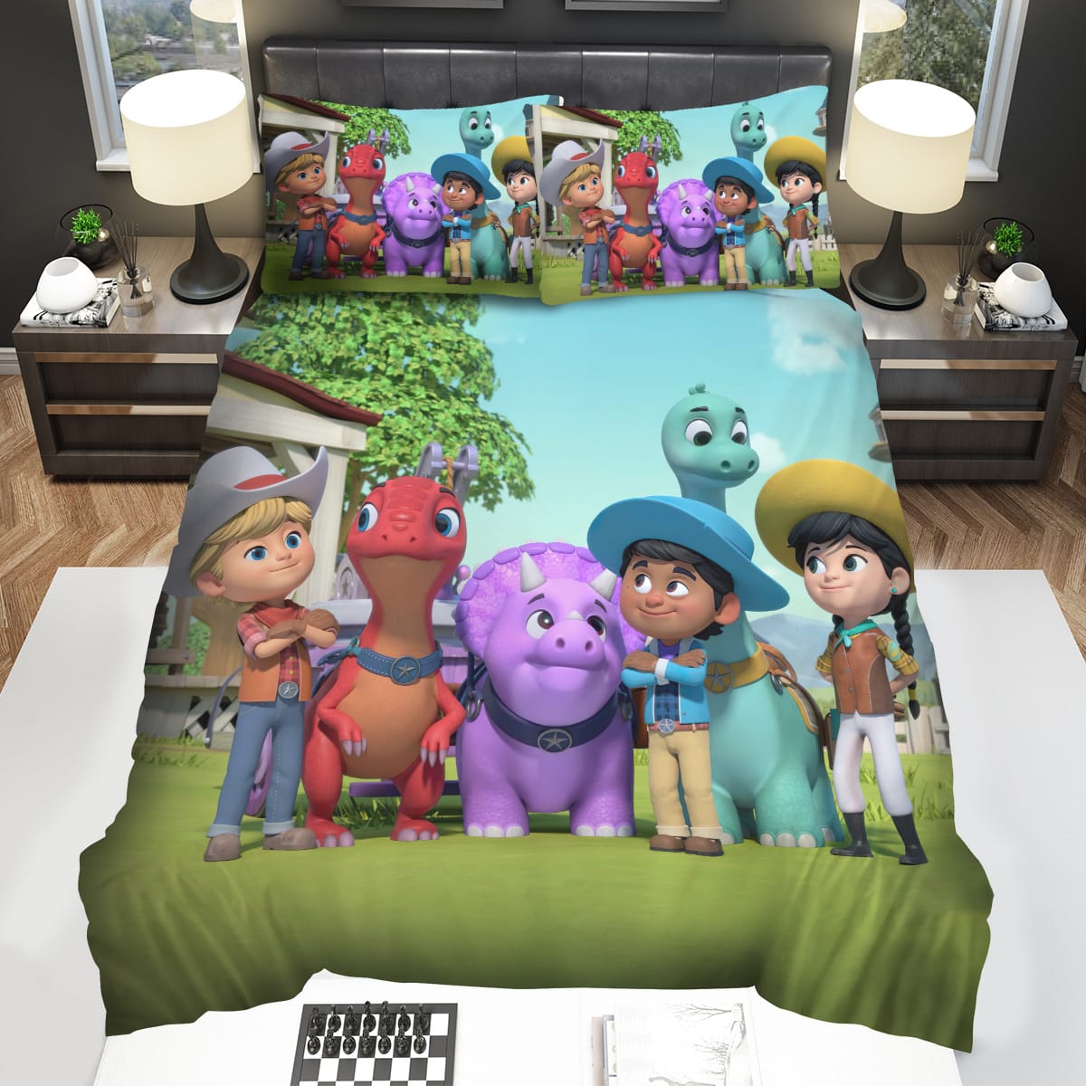 Dino Ranch Kids and Their Dino Photo Decorative Bedding Sets For Fan
