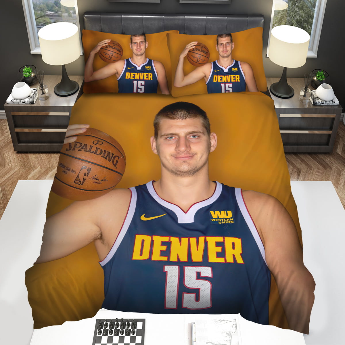 Denver Nuggets Nikola Jokic In Basketball Photo Shoot Decorative Bedding Sets with Duvet Cover Flatsheet Pillowcase