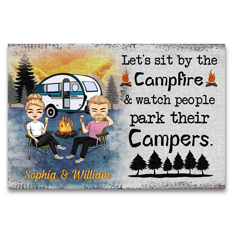 Let'S Sit By The Campfire Watch People Camping Gift Custom Doormat