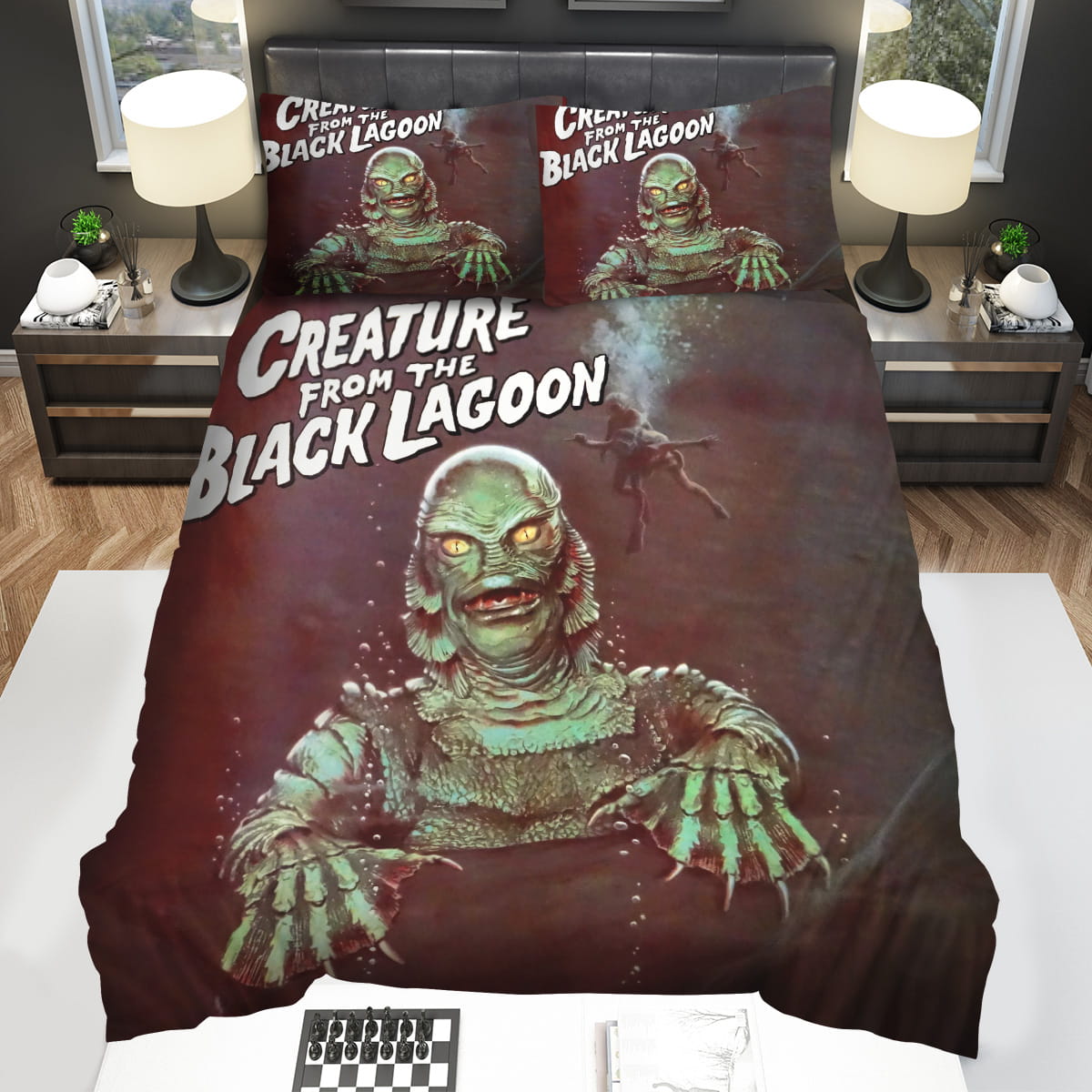 Creature From The Black Lagoon Monster Emerge Bedding Sets Duvet Cover Flatsheet Pillowcase