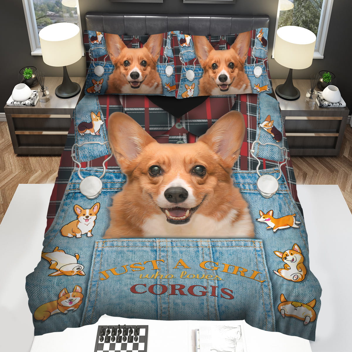 Corgi Just A Girl Who Loves Corgis Bedding Sets Duvet Cover Flatsheet Pillowcase