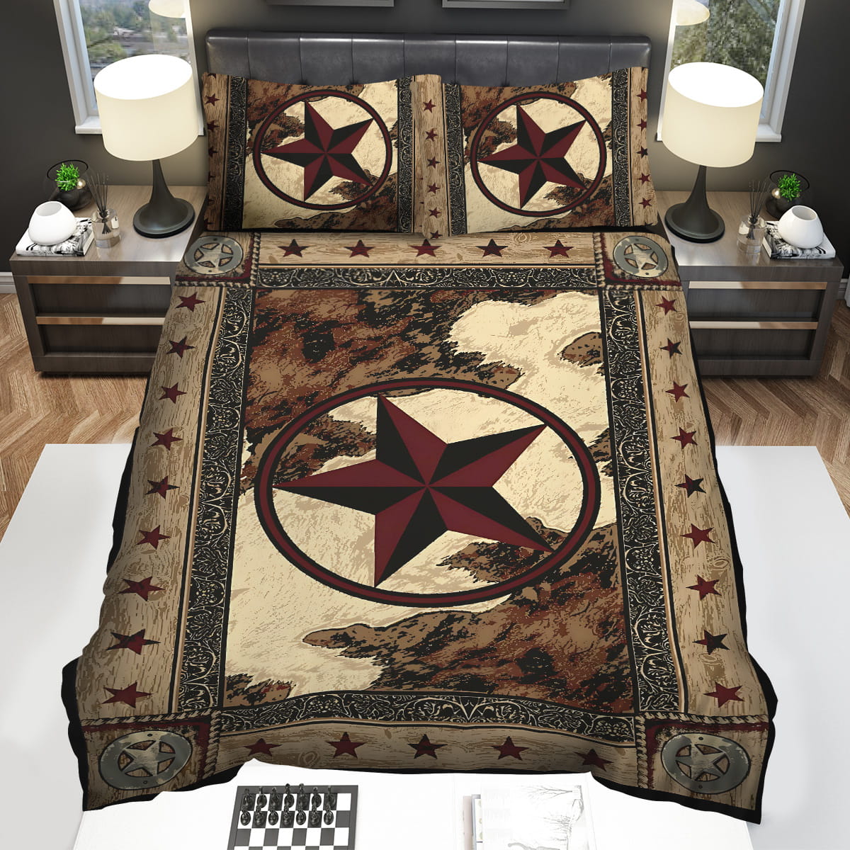 Cowboy Star Symbol Decorative Bedding Sets with Duvet Cover Flatsheet Pillowcase