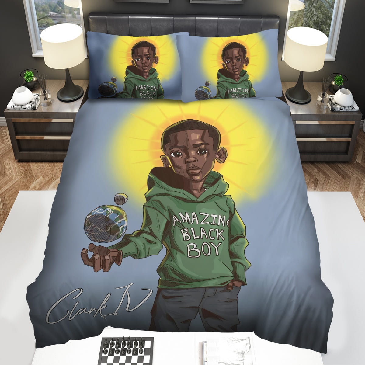 Black Boy Custom Name Bedding Sets Duvet Cover Flatsheet Pillowcase