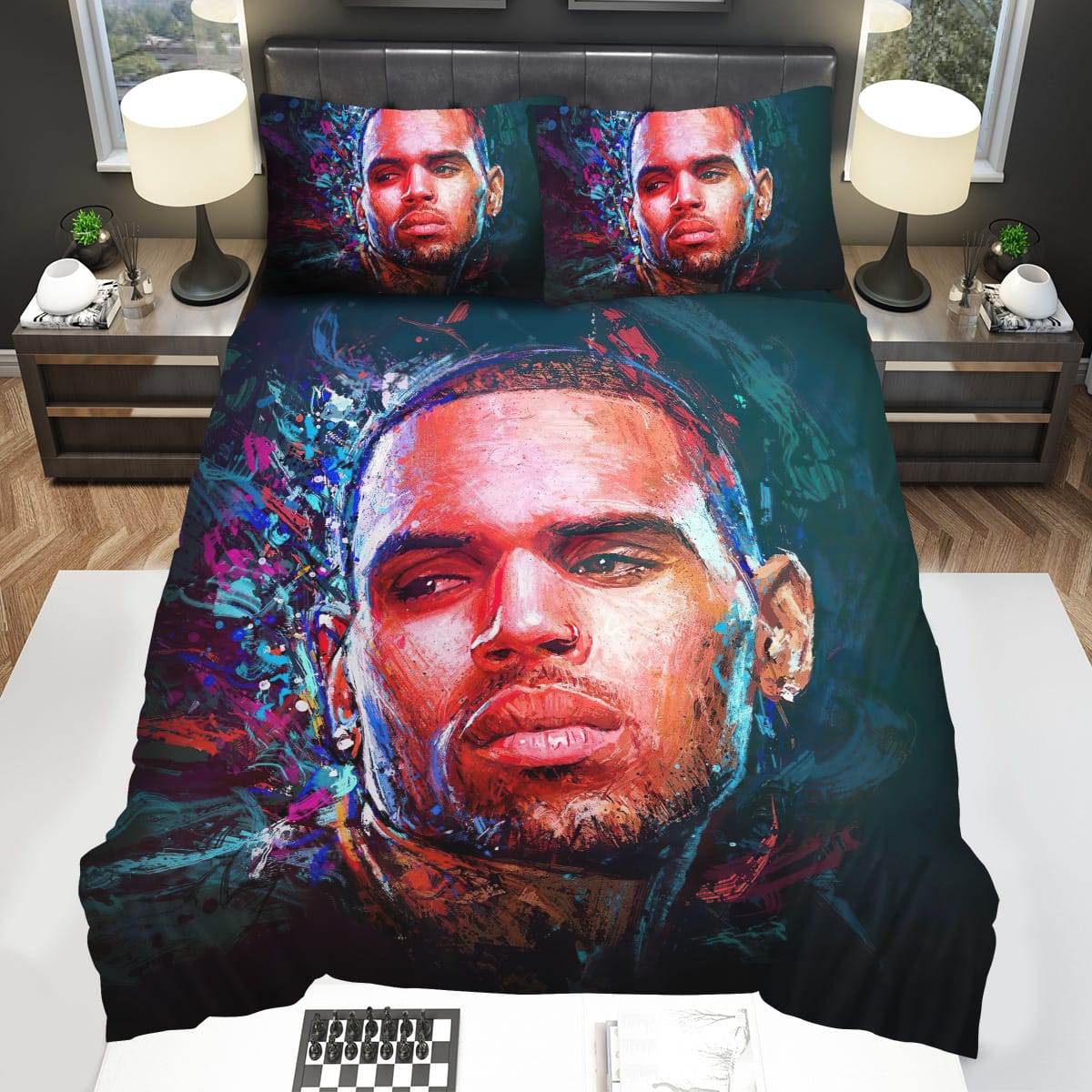 Chris Brown Digital Artwork Bedding Sets Gift For Christmas Birthday Thanksgiving