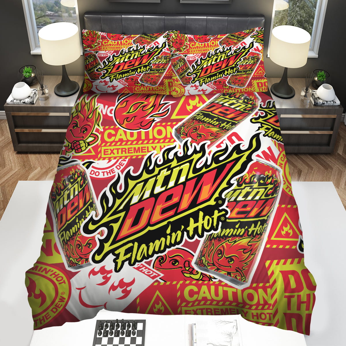 Cheetos & Mountain Dew Flaming Hot Collaboration Bedding Sets Gift For Christmas Thanksgiving Halloween