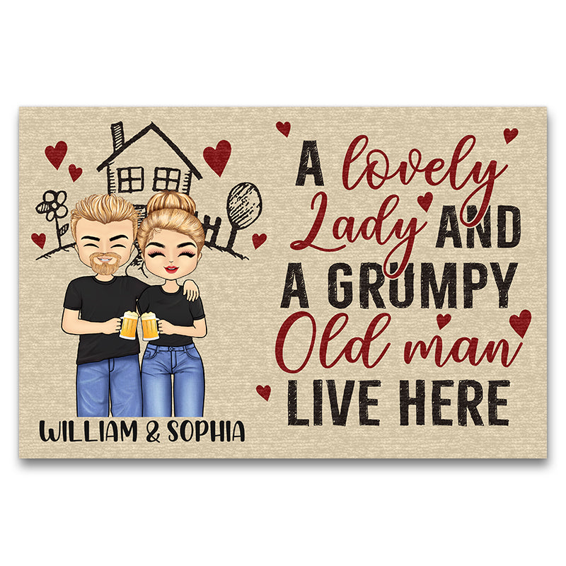 Lovely Lady And Grumpy Old Man Couple Gift Custom Doormat