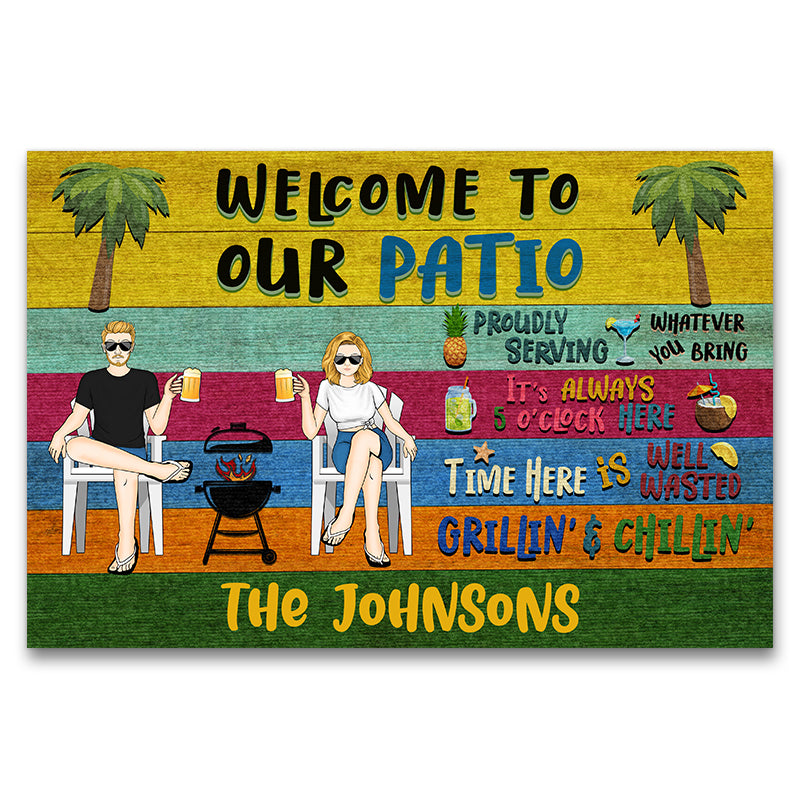 Patio Welcome Grilling Chilling Gift For Couples Custom Doormat