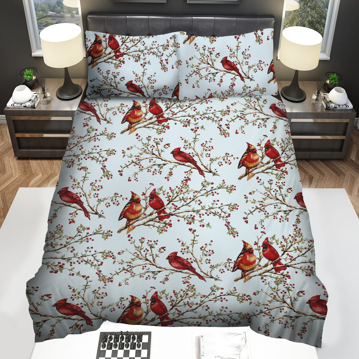 Cardinal Birds Decorative Bedding Sets For Fan