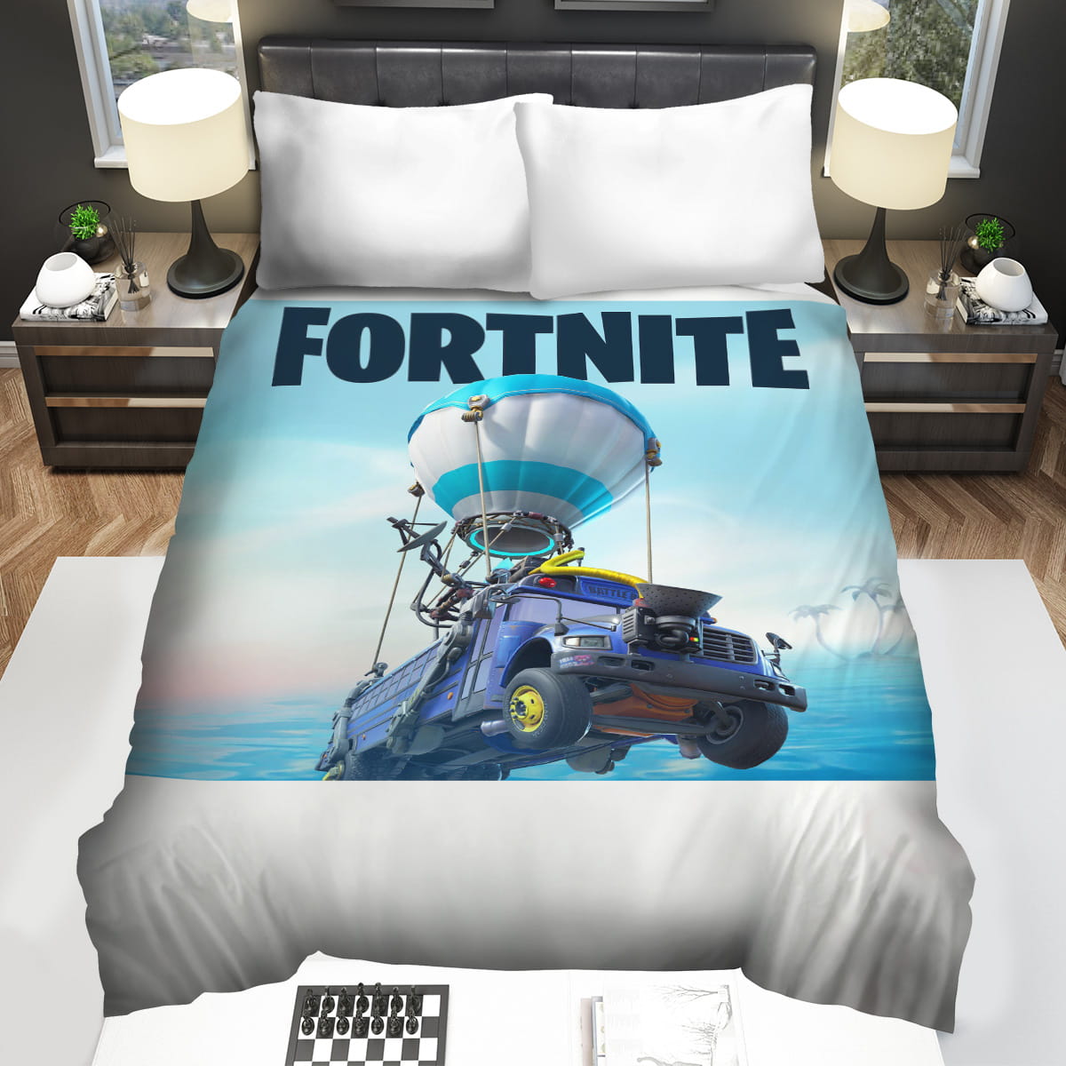 Fortnite Battle Bus Bedding Sets Gift For Christmas Thanksgiving Halloween
