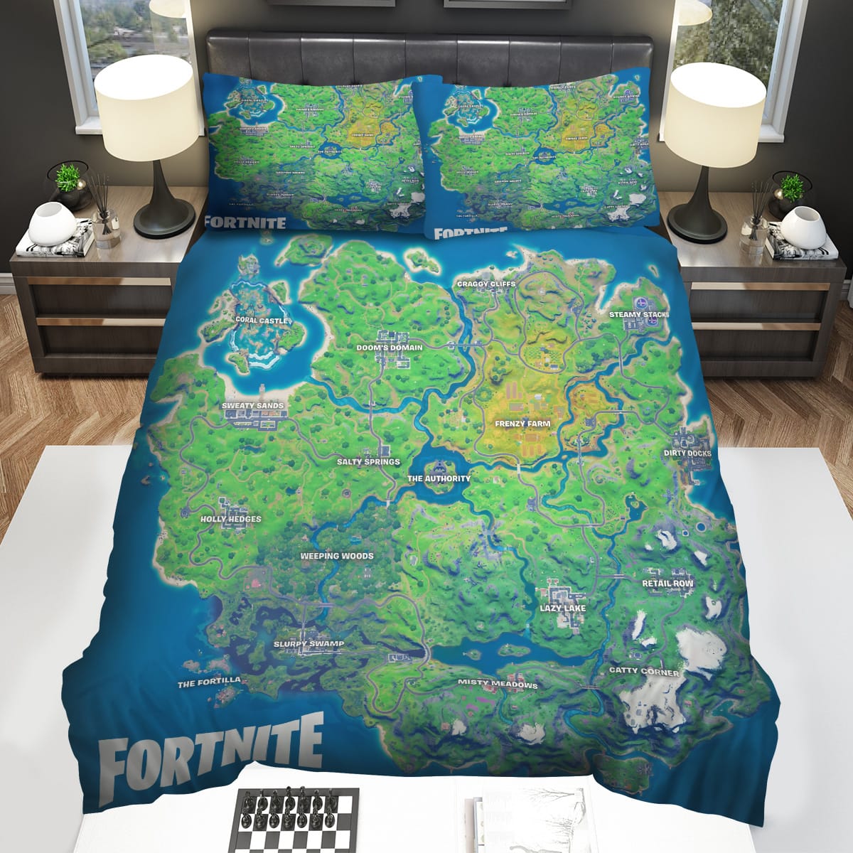 Fortnite Original Map Bedding Sets Gift For Christmas Thanksgiving Halloween
