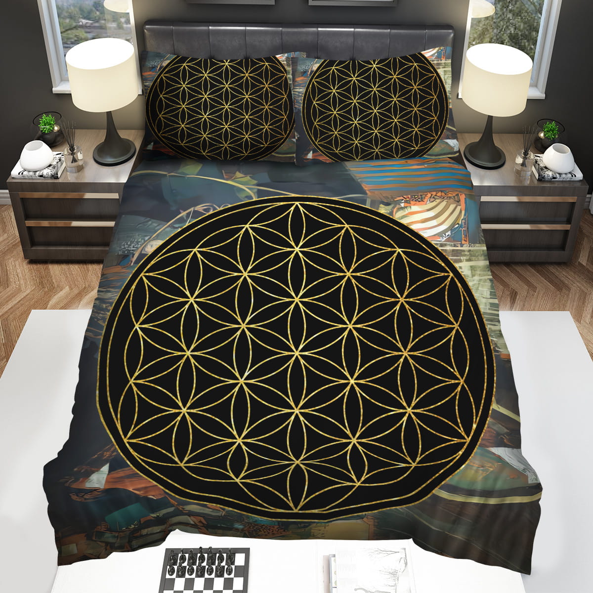 Flower Of Life Decorative Bedding Sets with Duvet Cover Flatsheet Pillowcase