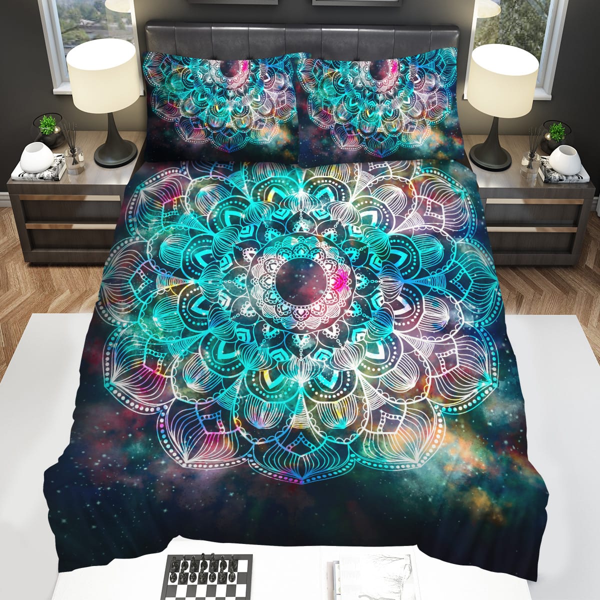 Floral Galaxy Mandalas Decorative Bedding Sets For Fan