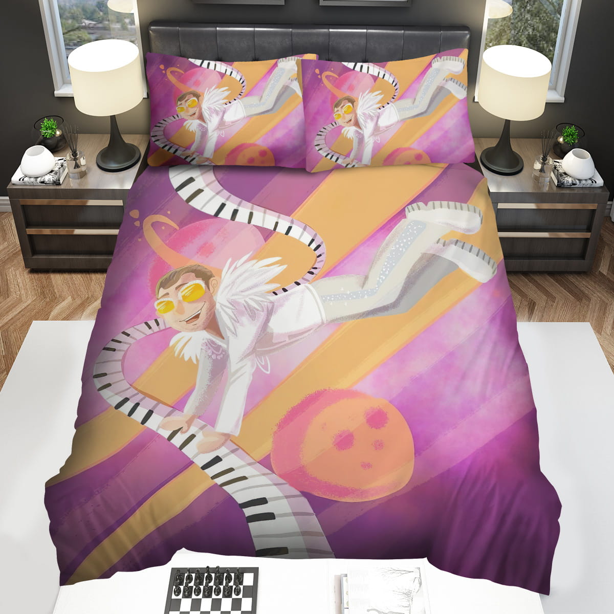 Elton John Playing The Piano In Spaces Decorative Bedding Sets with Duvet Cover Flatsheet Pillowcase
