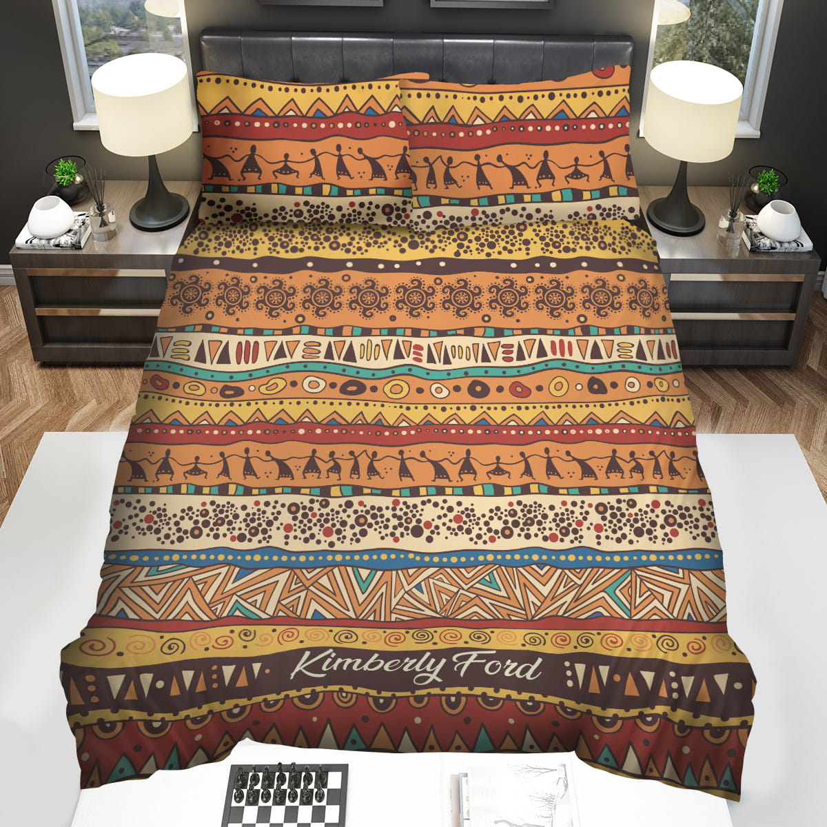 Ethnic Boho African Dancing Pattern Personalized Bedding Sets Gift For Christmas Thanksgiving Halloween