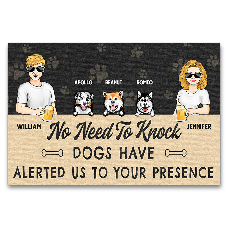 Husband Wife Dogs Have Alerted Us To Your Presence Gift For Couples Custom Doormat