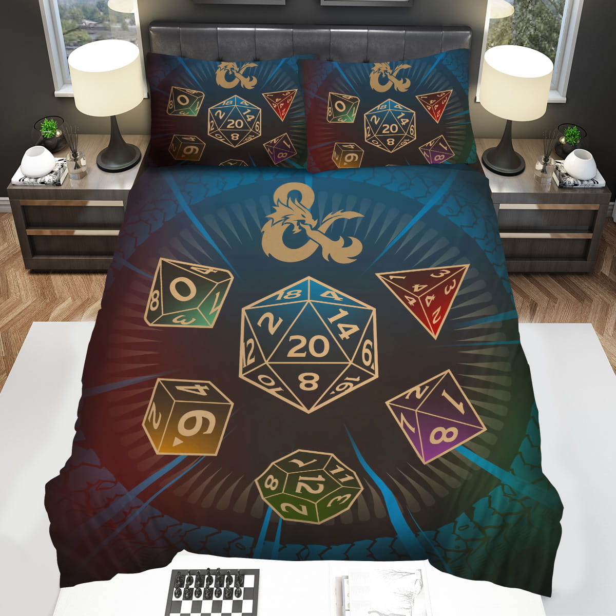 Dnd Dice Art Dice Set Blue Bedding Sets Duvet Cover Flatsheet Pillowcase