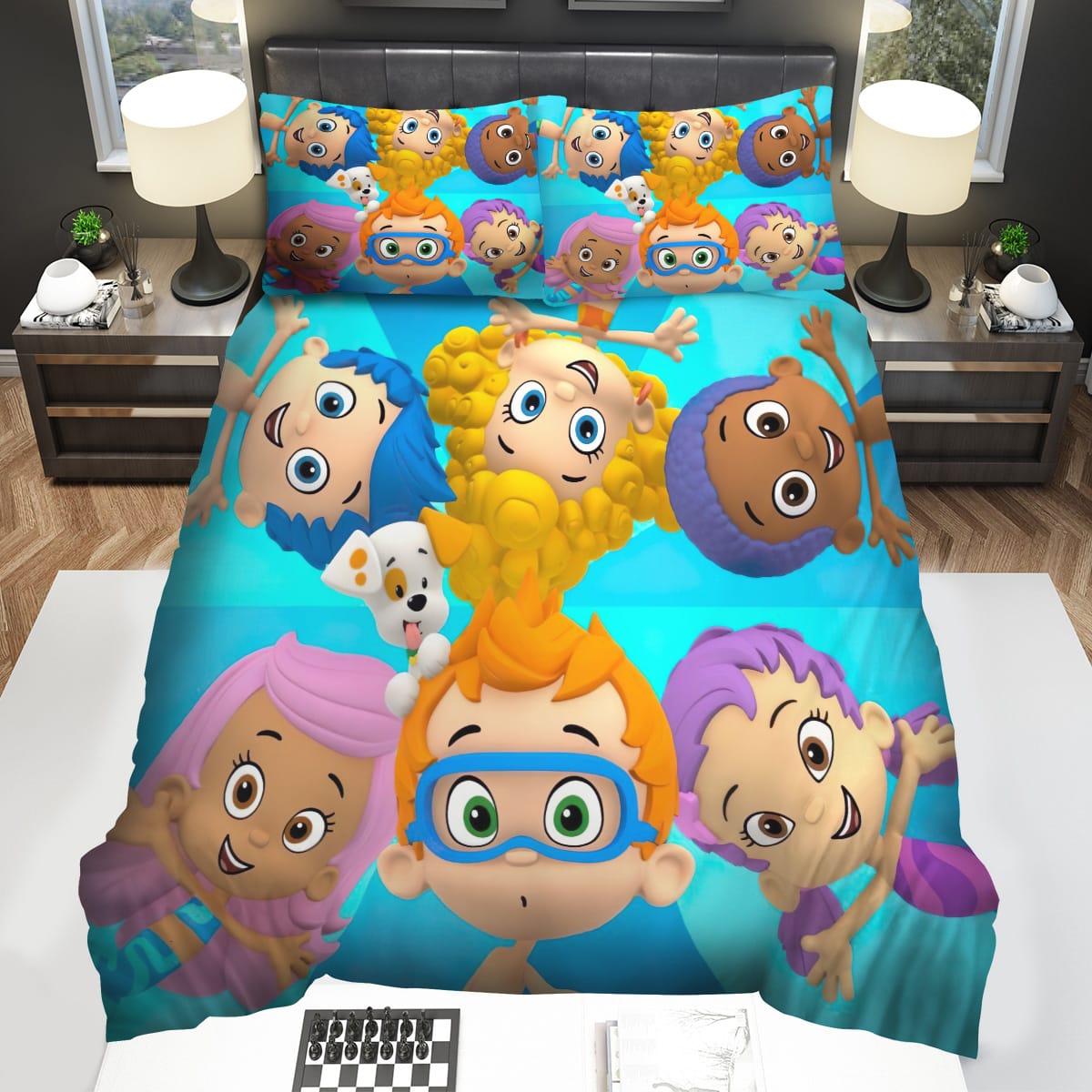 Bubble Guppies Bewildered Nonny And His Friends Decorative Bedding Sets with Duvet Cover Flatsheet Pillowcase