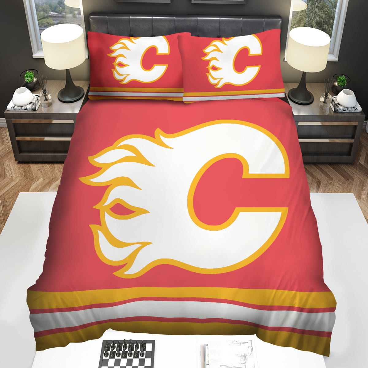 Calgary Flames Decorative Bedding Sets with Duvet Cover Flatsheet Pillowcase