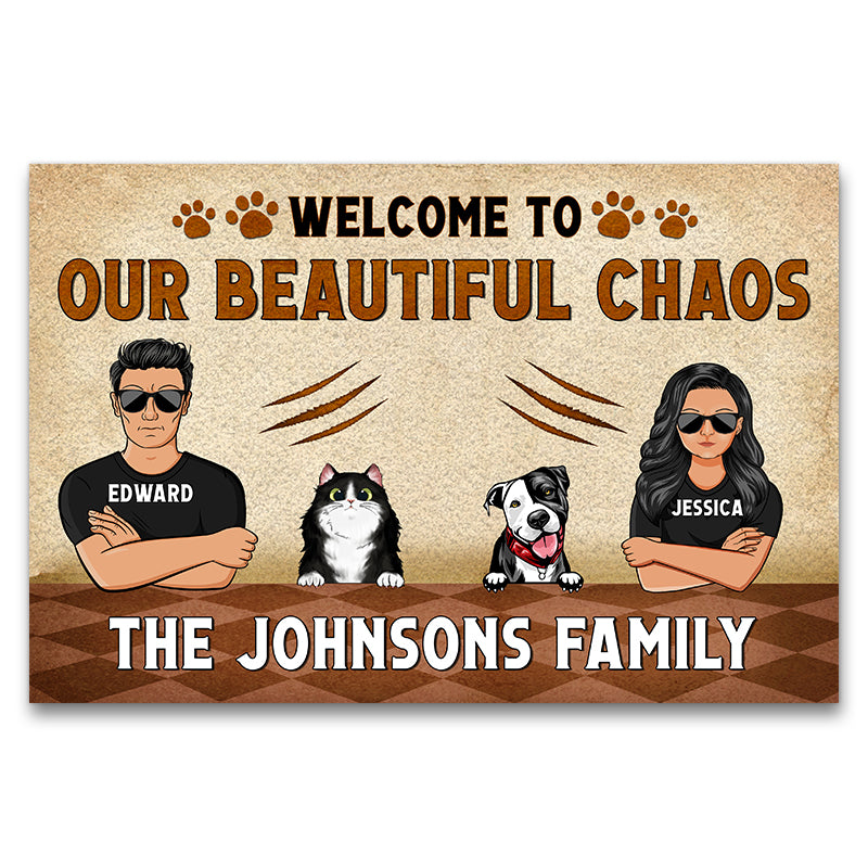 Pet Lovers Our Beautiful Chaos Custom Doormat