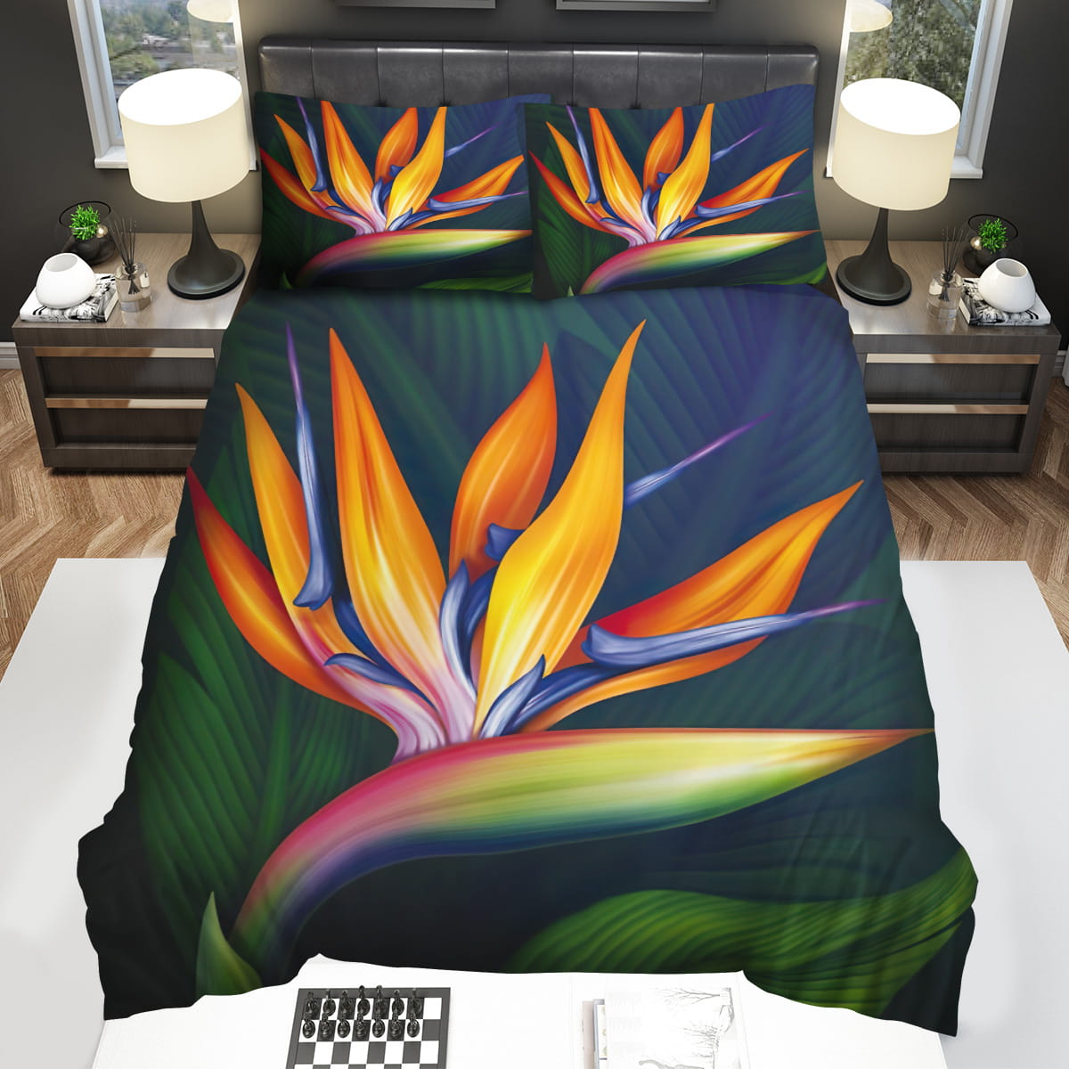 Bird Of Paradise Flower Decorative Bedding Sets with Duvet Cover Flatsheet Pillowcase