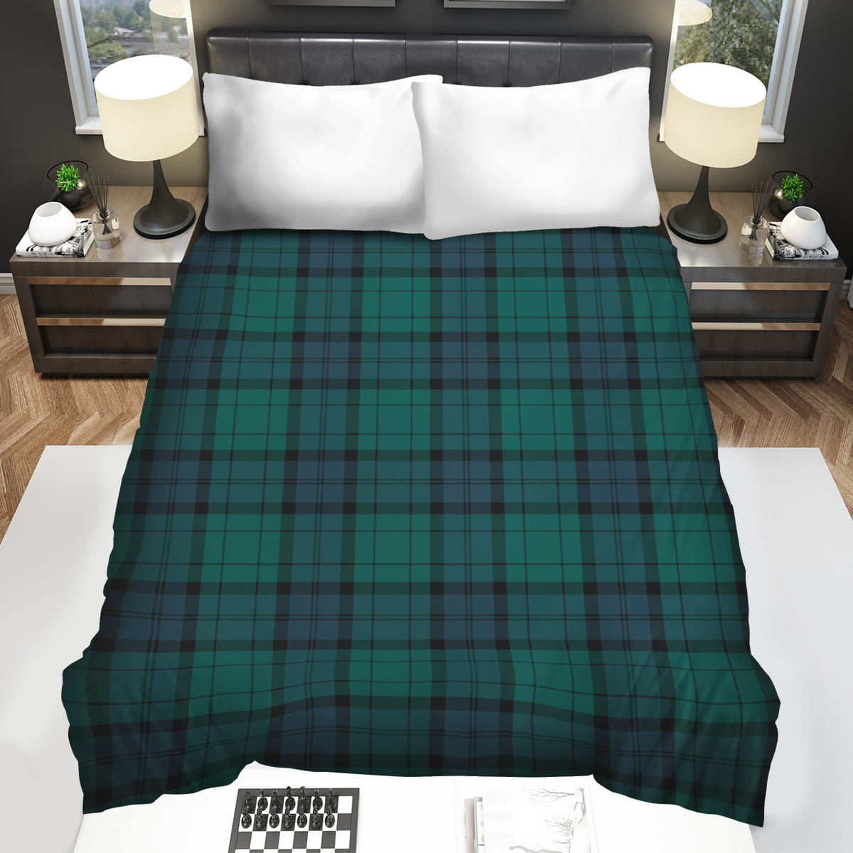 Black Watch Tartan Decorative Bedding Sets with Duvet Cover Flatsheet Pillowcase
