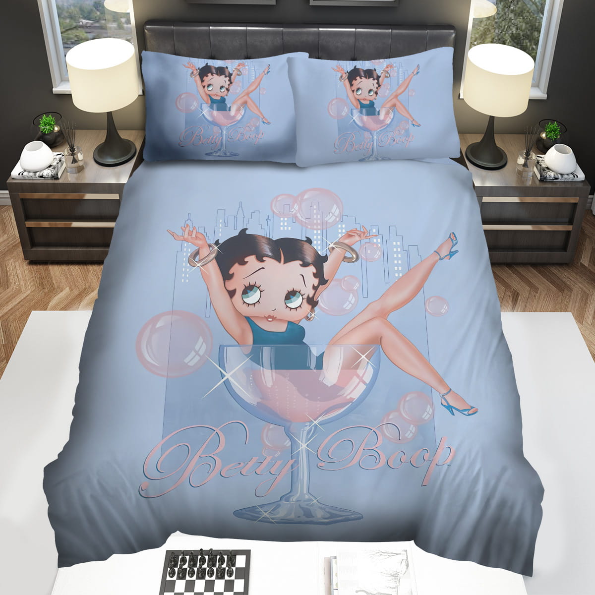Betty Boop In Wine Glass Bedding Sets Gift For Christmas Thanksgiving Halloween