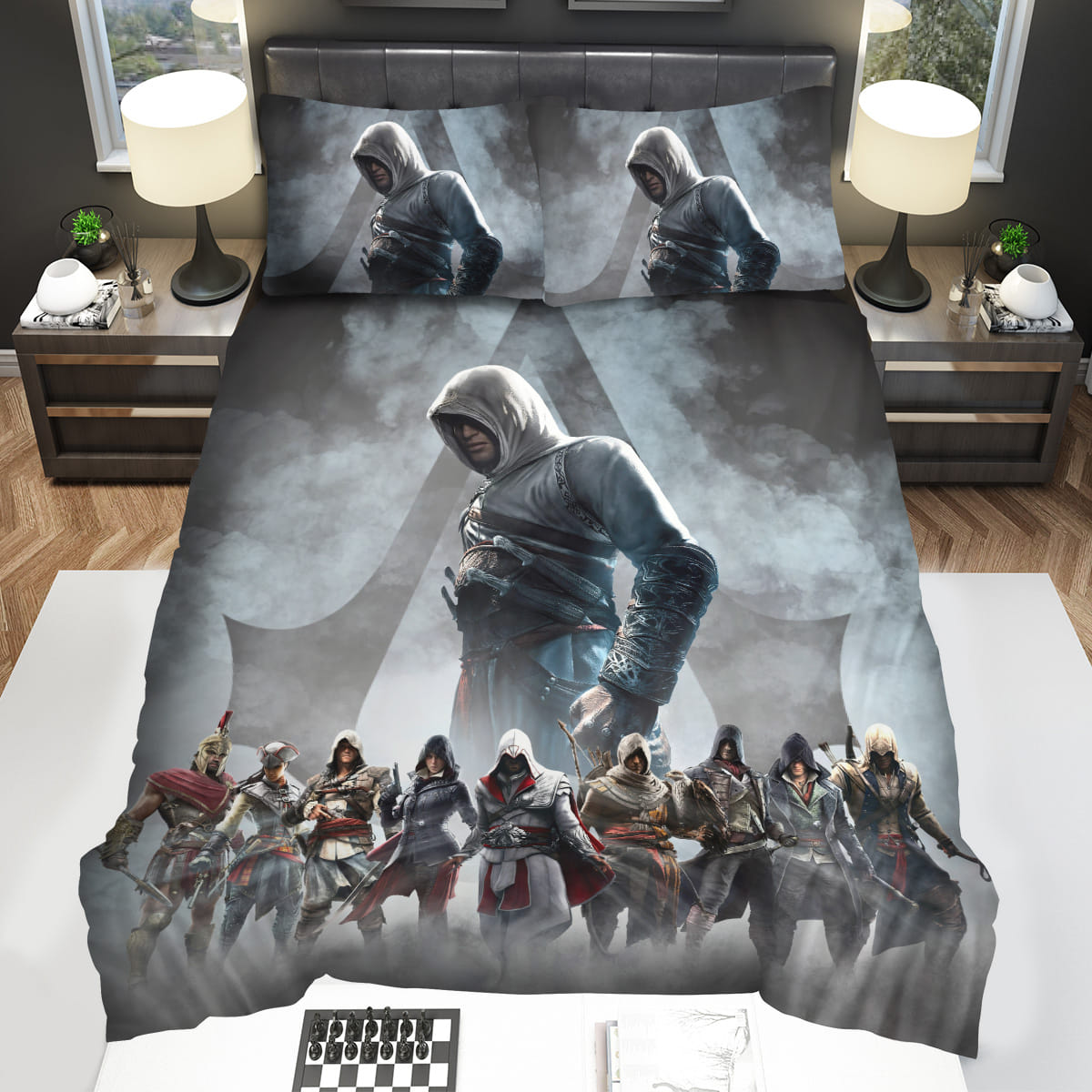 Assassins Creed Smoked Background Bedding Sets Duvet Cover Flatsheet Pillowcase