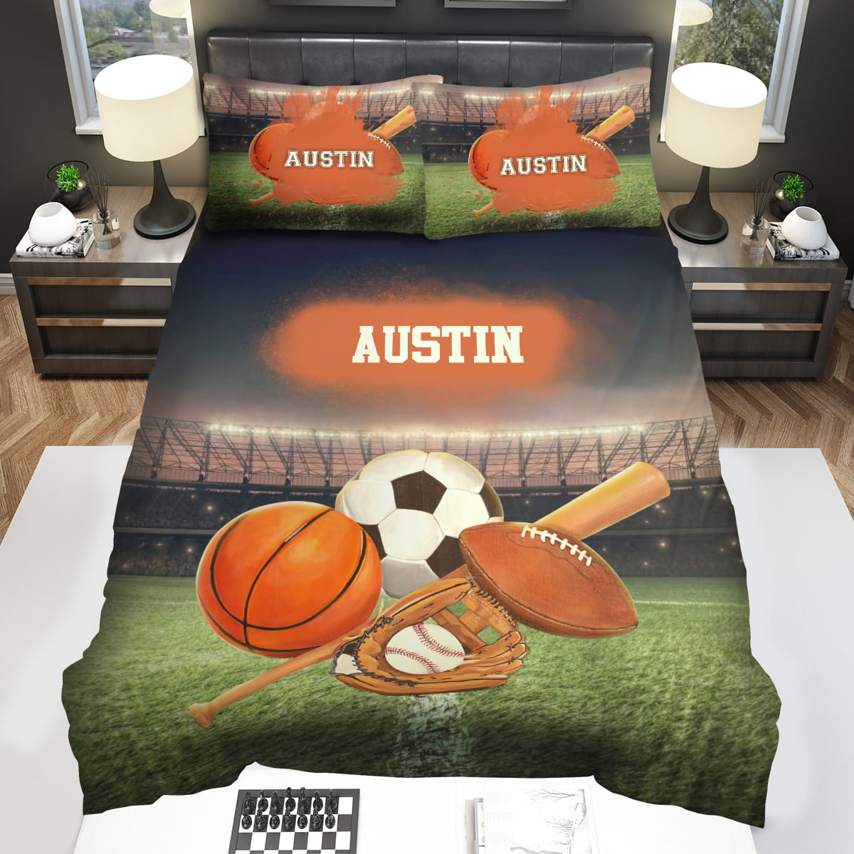 Sport Balls Custom Name Decorative Bedding Sets For Fan