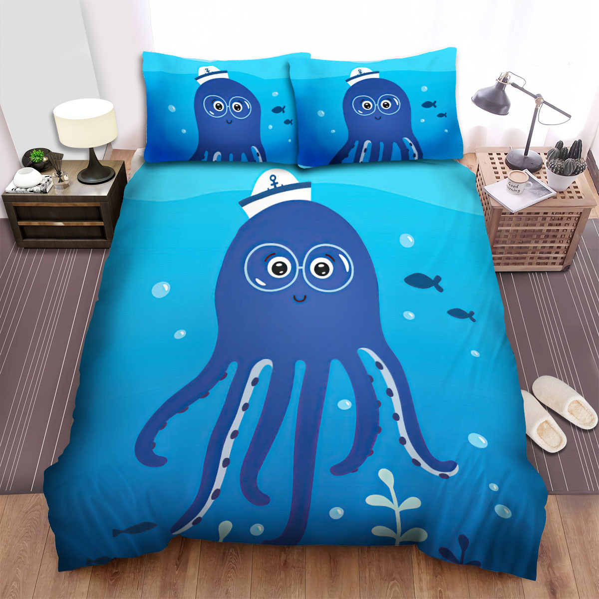The Octopus Sailor Bedding Sets Flat Sheet Duvet Cover And Pillowcases