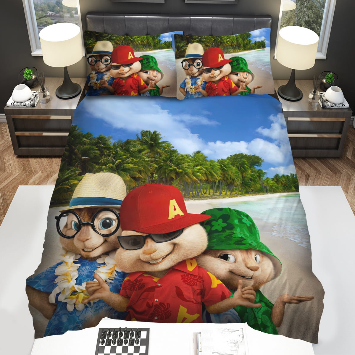 Alvin And The Chipmunks Group On The Beach Decorative Bedding Sets For Fan