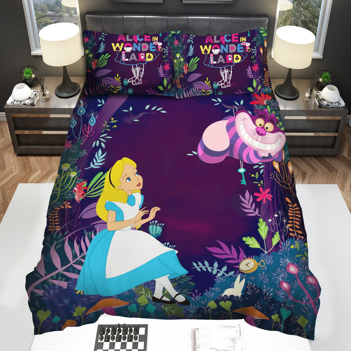 Alice In Wonderland Alice And Cheshire Cat Bedding Sets Duvet Cover Flatsheet Pillowcase