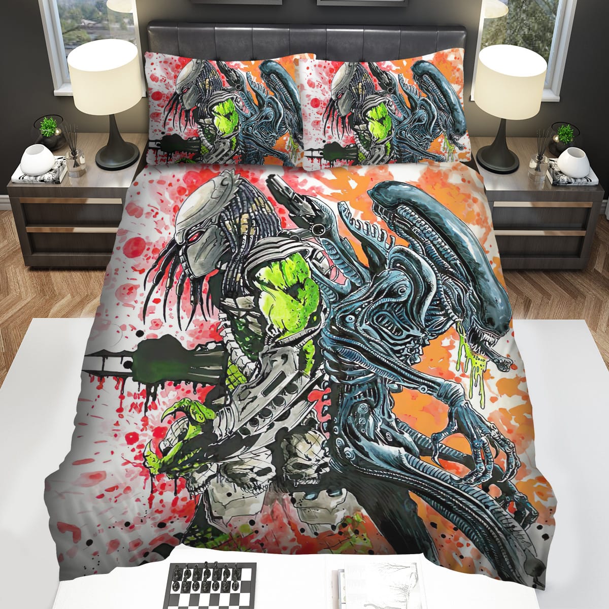 Alien Vs Predator Movie Poster Decorative Bedding Sets with Duvet Cover Flatsheet Pillowcase