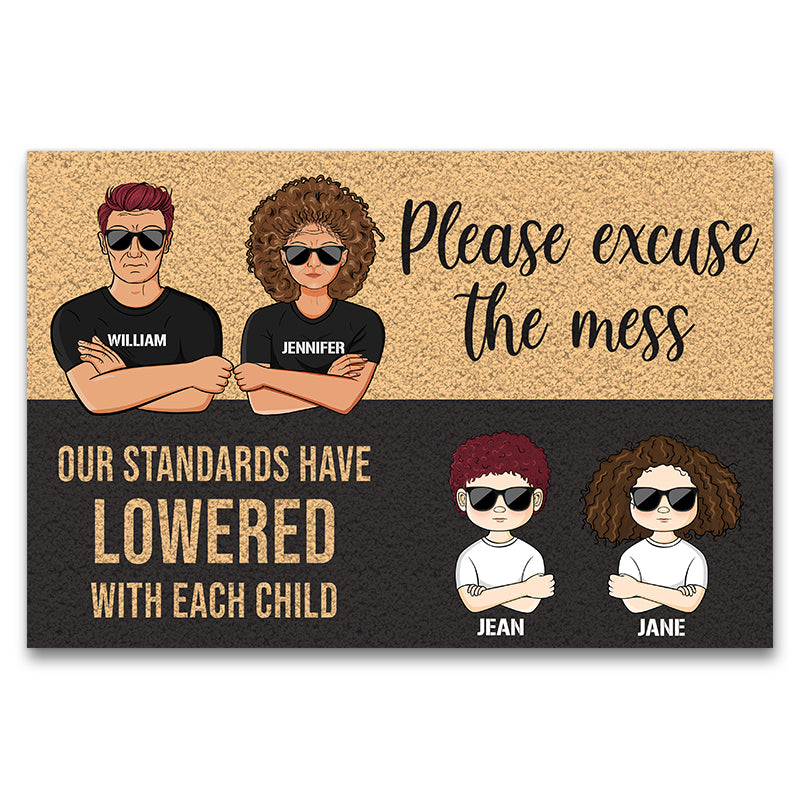 Please Excuse The Mess Gift For Family Parents Custom Doormat