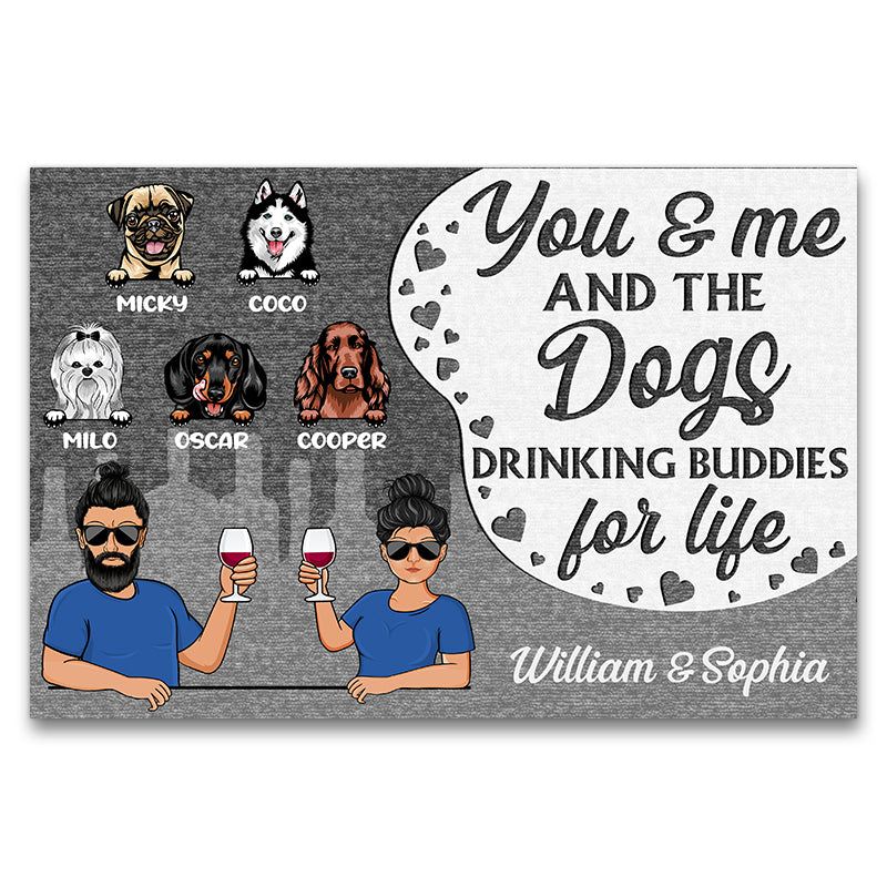 Drinking Buddies For Life Gift For Dog Owner Custom Doormat
