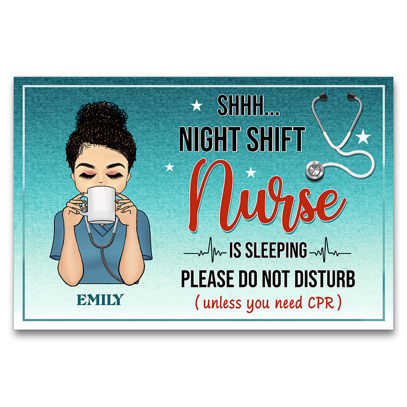 Night Shift Nurse Is Sleeping Gift For Nurses Custom Doormat
