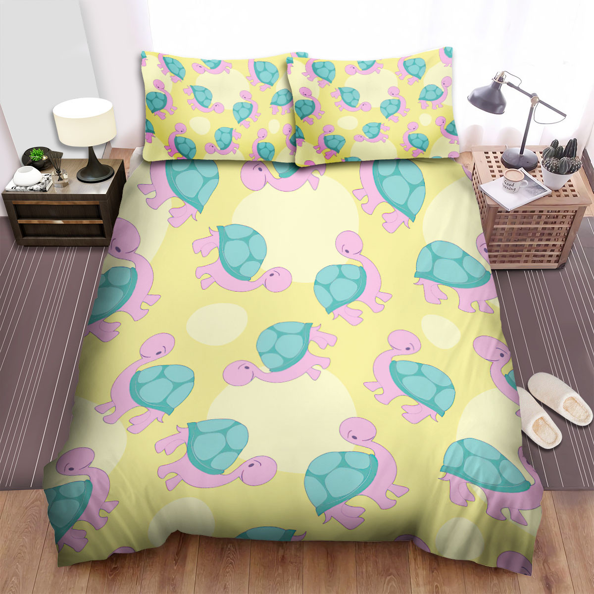 The Pink Turtle Seamless Bedding Sets Flat Sheet Duvet Cover And Pillowcases