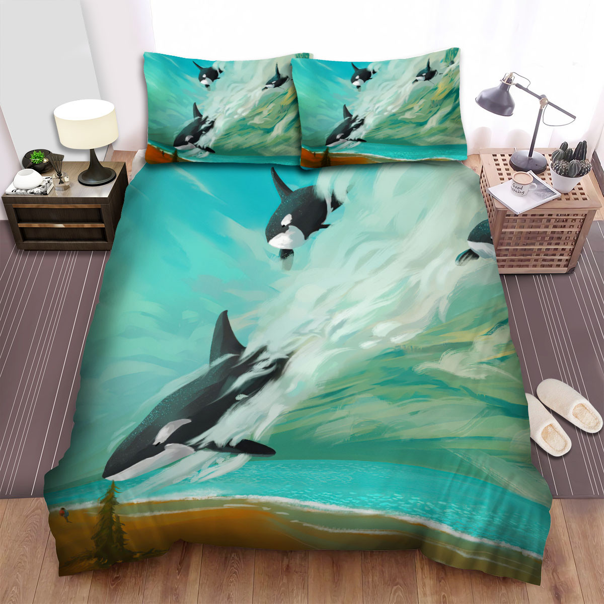 The Orca From The Mist Bedding Sets Flat Sheet Duvet Cover And Pillowcases