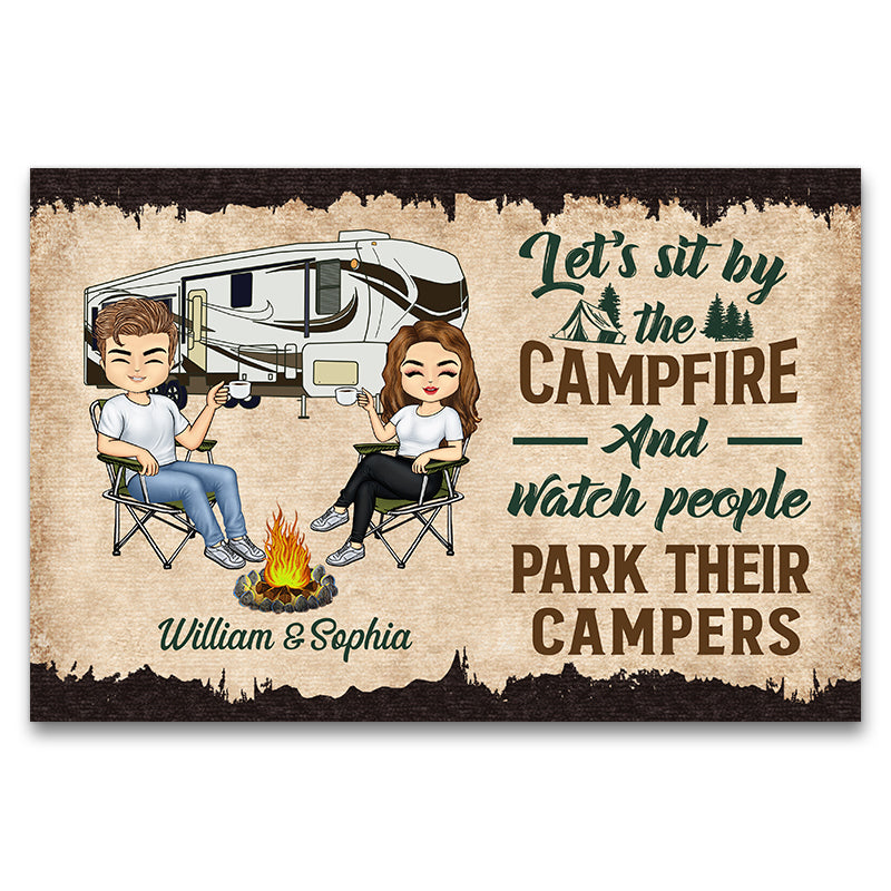 Let'S Sit By The Campfire Pride Husband Wife Camping Couple Gift Custom Doormat