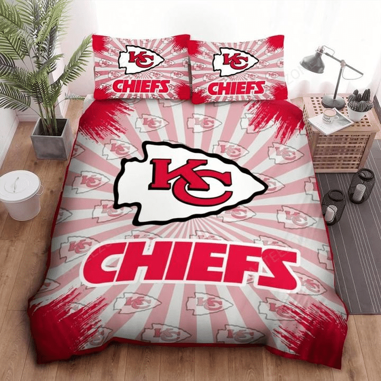 Kansas City Chiefs W240902 NFL Football Team Bedding Set Duvet Cover With Pillowcase Home Decor Gift For NFL Lovers